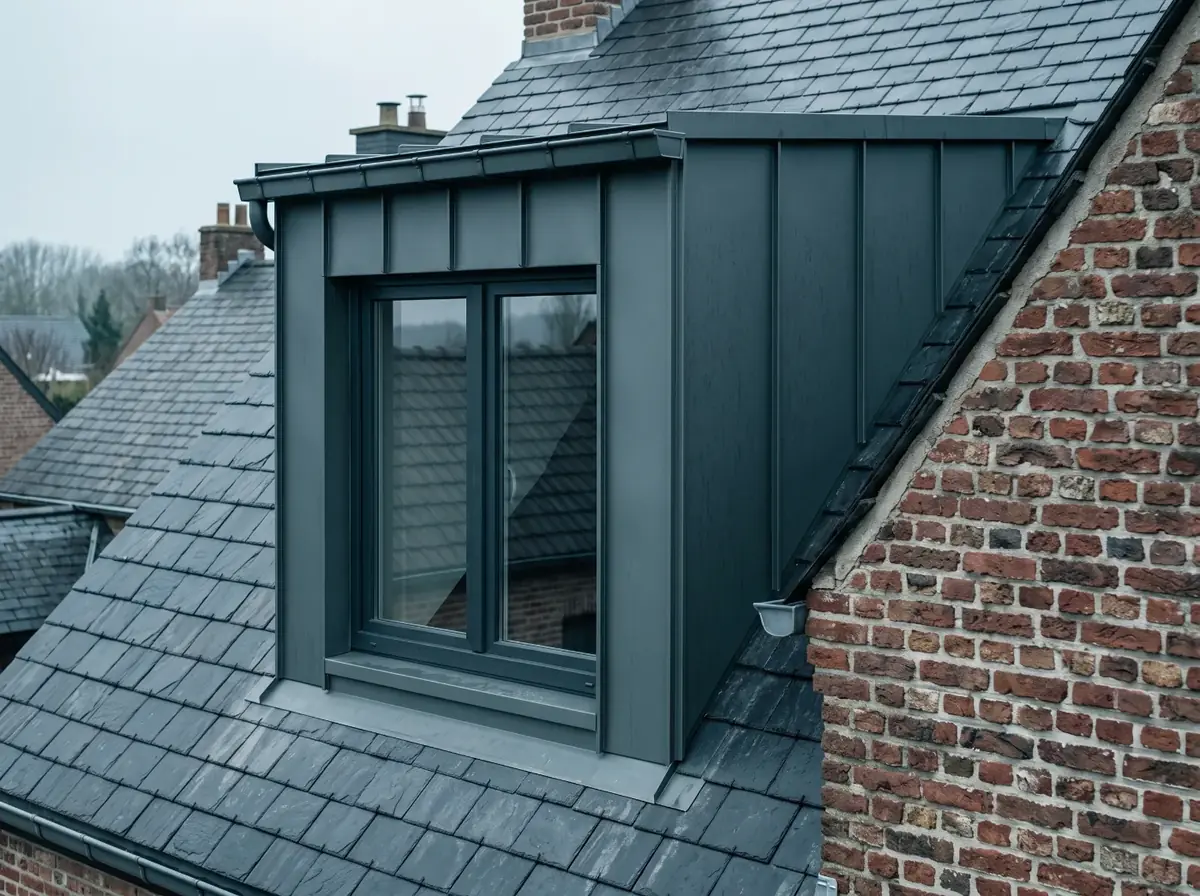 Lucarne rhabillée en zinc, Uccle